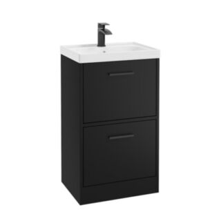 Finland 500mm 2 Drawer Floor Standing Unit Matt Black Matt Black Handle