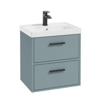 Finland 500mm Vanity Unit Matt Coral Green Matt Black Handle