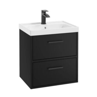 Finland 500mm Vanity Unit Matt Black Matt Black Handle