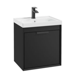 Fjord 500mm Wall Hung 2 Drawer Vanity Unit Matt Black Matt Black Handle
