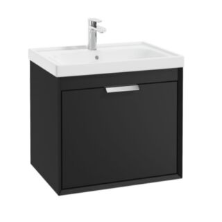 Fjord 600mm Wall Hung 2 Drawer Vanity Unit Matt Black Brushed Chrome Handle
