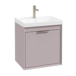 Fjord 500mm Wall Hung 2 Drawer Vanity Unit Matt Cashmere Pink Brushed Nickel Handle