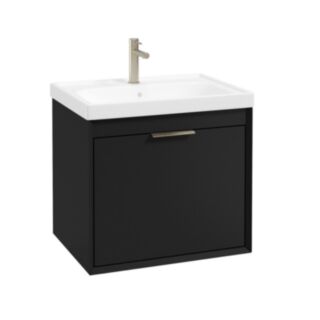 Fjord 600mm Wall Hung 2 Drawer Vanity Unit Matt Black Brushed Nickel Handle