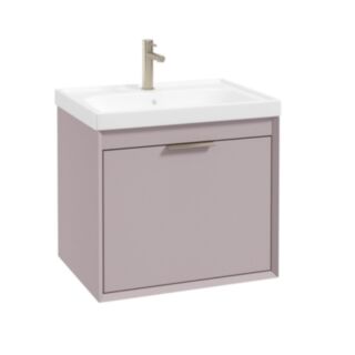 Fjord 600mm Wall Hung 2 Drawer Vanity Unit Matt Cashmere Pink Brushed Nickel Handle
