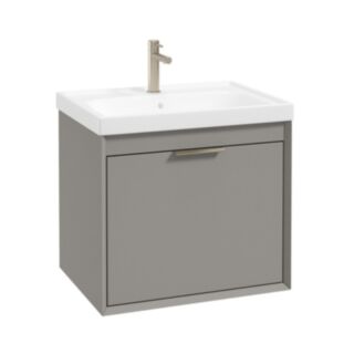 Fjord 600mm Wall Hung 2 Drawer Vanity Unit Matt Khaki Brushed Nickel Handle