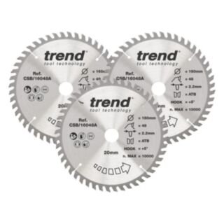 Trend Wood Circular Saw Blade 160mm x 20mm x 48T 3 Pack