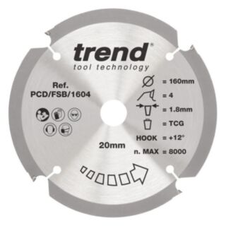 Trend PCD Fibre Cement Circular Saw Blade 160mm x 20mm x 4T
