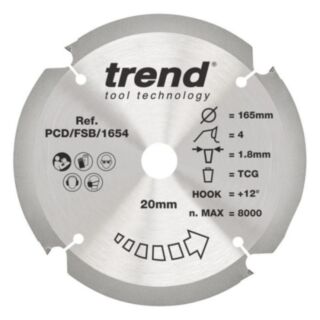 Trend PCD Fibre Cement Circular Saw Blade 165mm x 20mm x 4T