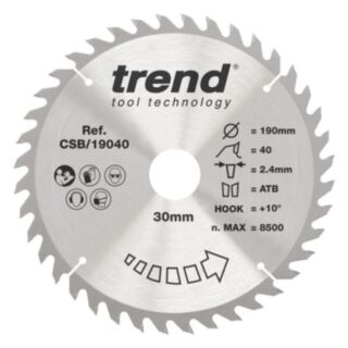 Trend Wood Circular Saw Blade 190mm x 30mm x 40T