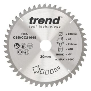Trend Wood Mitre Saw Blade 216mm x 30mm x 48T