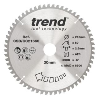 Trend Wood Mitre Saw Blade 216mm x 30mm x 60T