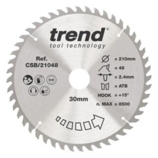 Trend Wood Circular Saw Blade 210mm x 30mm x 48T