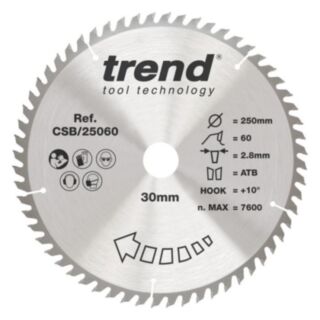 Trend Wood Circular Saw Blade 250mm x 30mm x 60T