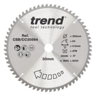 Trend Wood Mitre Saw Blade 305mm x 30mm x 64T
