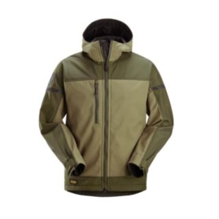 Snickers 1226 Hooded Softshell Stretch Jacket Khaki Green