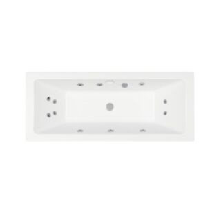 Cubo Double Ended 12 White Jet Whirlpool Bath White 1800mm x 800mm