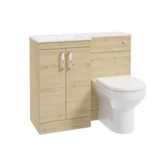 Corta 1000mm LH Combination Two Door Unit Honey Oak-Chrome Handles