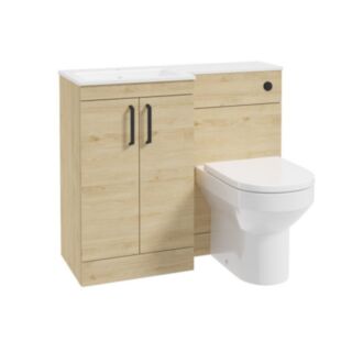 Corta 1000mm LH Combination Two Door Unit Honey Oak-Black Handles