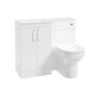 Corta 1000mm LH Combination Two Door Unit Gloss White-Chrome Handles