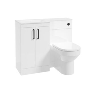 Corta 1000mm LH Combination Two Door Unit Gloss White-Black Handles