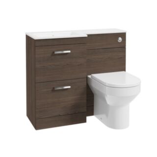 Corta 1000mm LH Combination Two Drawer Unit Sable Ash-Chrome Handles