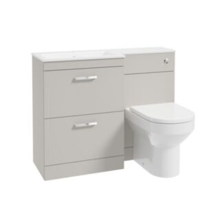 Corta 1100mm LH Combination Two Drawer Unit Morning Mist-Chrome Handles