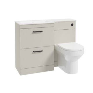 Corta 1100mm LH Combination Two Drawer Unit Whispering Willow-Black Handles