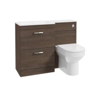 Corta 1100mm LH Combination Two Drawer Unit Sable Ash-Chrome Handles