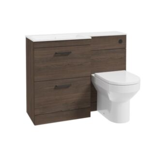 Corta 1100mm LH Combination Two Drawer Unit Sable Ash-Black Handles