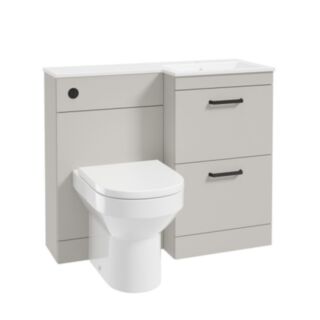 Corta 1000mm RH Combination Two Drawer Unit Morning Mist-Black Handles