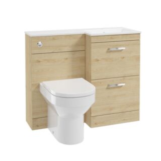 Corta 1000mm RH Combination Two Drawer Unit Honey Oak-Chrome Handles