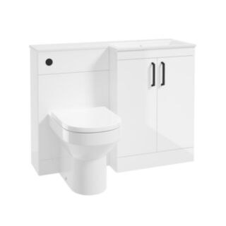 Corta 1100mm RH Combination Two Door Unit Gloss White-Black Handles