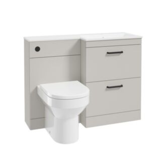 Corta 1100mm RH Combination Two Drawer Unit Morning Mist-Black Handles