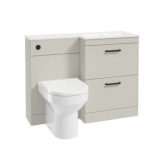 Corta 1100mm RH Combination Two Drawer Unit Whispering Willow-Black Handles