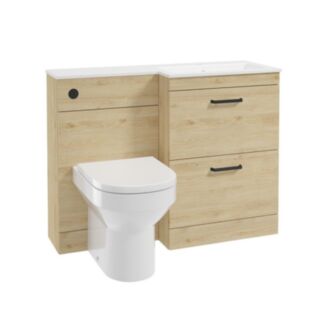 Corta 1100mm RH Combination Two Drawer Unit Honey Oak-Black Handles