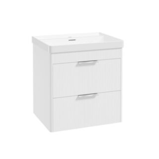 Reed 600mm Wall Hung 2 Drawer Vanity Unit Lakeshore Lily & Basin - Chrome Handles