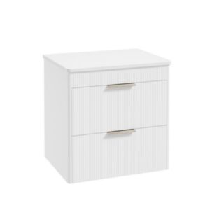 Reed 600mm Wall Hung 2 Drawer Countertop Vanity Unit Lakeshore Lily - Brushed Nickel Handles