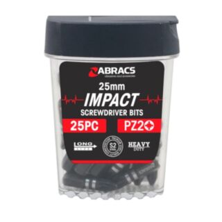 Abracs 25mm Impact Screwdriver Bits PZ2 25 Piece