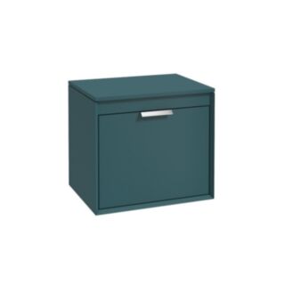 Fjord 600mm Unit With Counter Top Matt Ocean Blue Brushed Chrome Handle