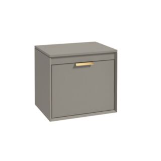 Fjord 600mm Unit With Counter Top Matt Khaki Brushed Gold Handle