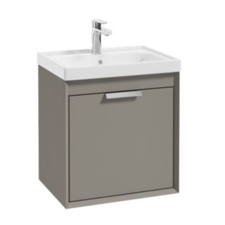 Fjord 500mm Wall Hung 2 Drawer Vanity Unit Matt Khaki Brushed Chrome Handle