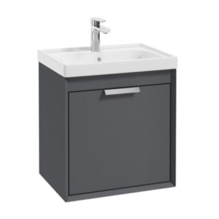 Fjord 500mm Wall Hung 2 Drawer Vanity Unit Matt Midnight Grey Brushed Chrome Handle