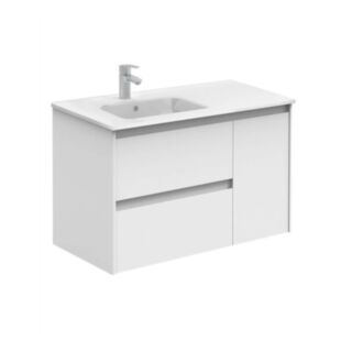 Dijon Wall Hung 900mm 2 Drawer 1 Door Vanity Unit Gloss White