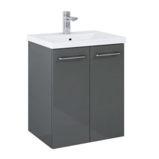 Otto Plus 500mm 2 Door Wall Hung Vanity Unit Gloss Grey