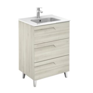 Brava Floorstanding 600mm 3 Drawer Vanity Unit Nature White