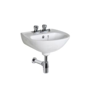 Strata 450mm Round Fronted Cloakroom Basin 2 Tap Holes