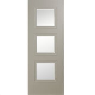 Doras Vienna 3 Lite Silk Grey Clear Bevelled Glass Door All Sizes