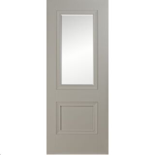 Doras Salzburg 2 Panel 1 Lite Silk Grey Clear Bevelled Glass Door All Sizes