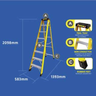 Safeline Heavy Duty Fibreglass 8 Step Ladder