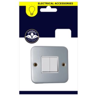 Phoenix Metal Clad Plate Switch 2 Gang 2 Way